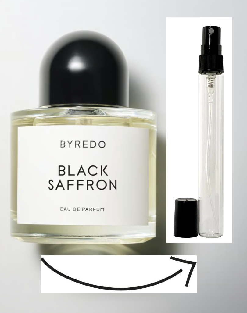 10 ml Black Saffron BYREDO Decant Fragrance Samples glass spray bottle