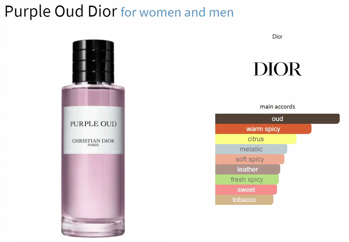 Purple Oud Dior for women and men 10 ml Decant Fragrance Samples